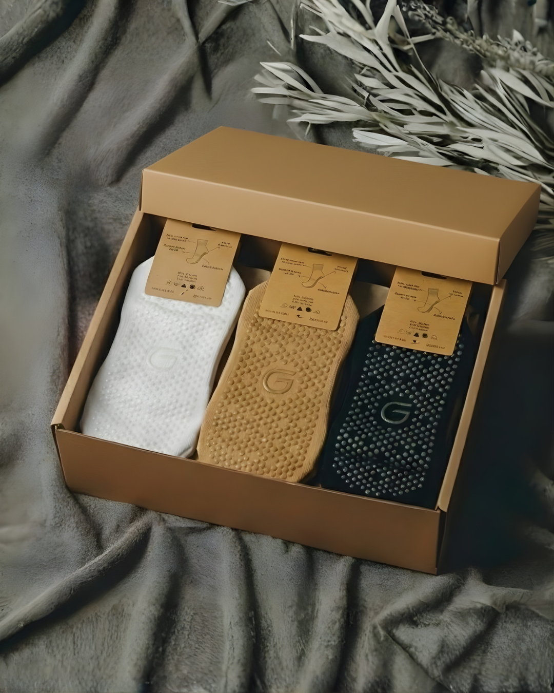 GRIVANA Essentials Box | Tobilleras y Taloneras Antideslizantes de Algodón