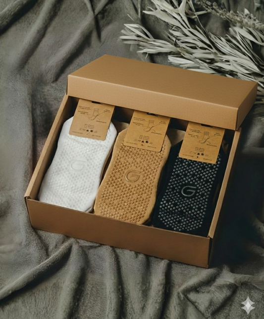 GRIVANA Essentials Box | Tobilleras y Taloneras Antideslizantes de Algodón